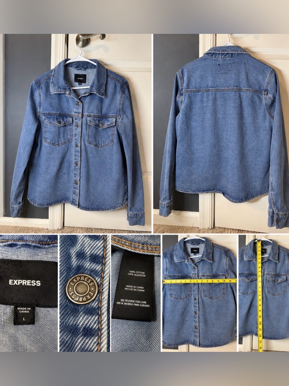 Express Denim Shirt Jacket Size L